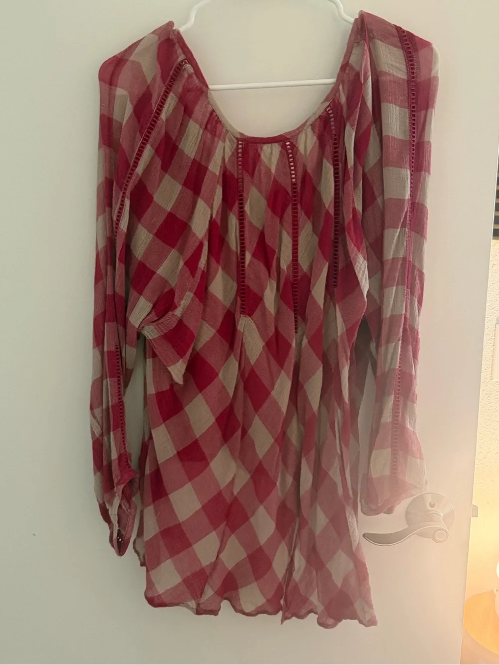 Women's Red Plaid Blouse